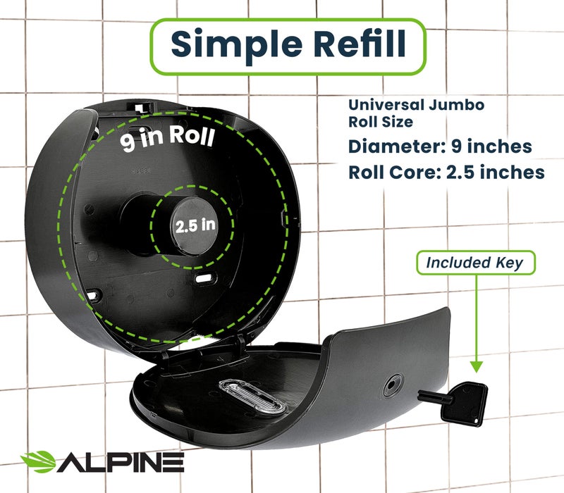 Alpine Commercial Toilet Paper Dispenser - Jumbo Toilet Paper Dispenser, Commercial Toilet Paper Holder Wall Mount, Industrial Toilet Paper Holder with Key (Gray) - Image 5